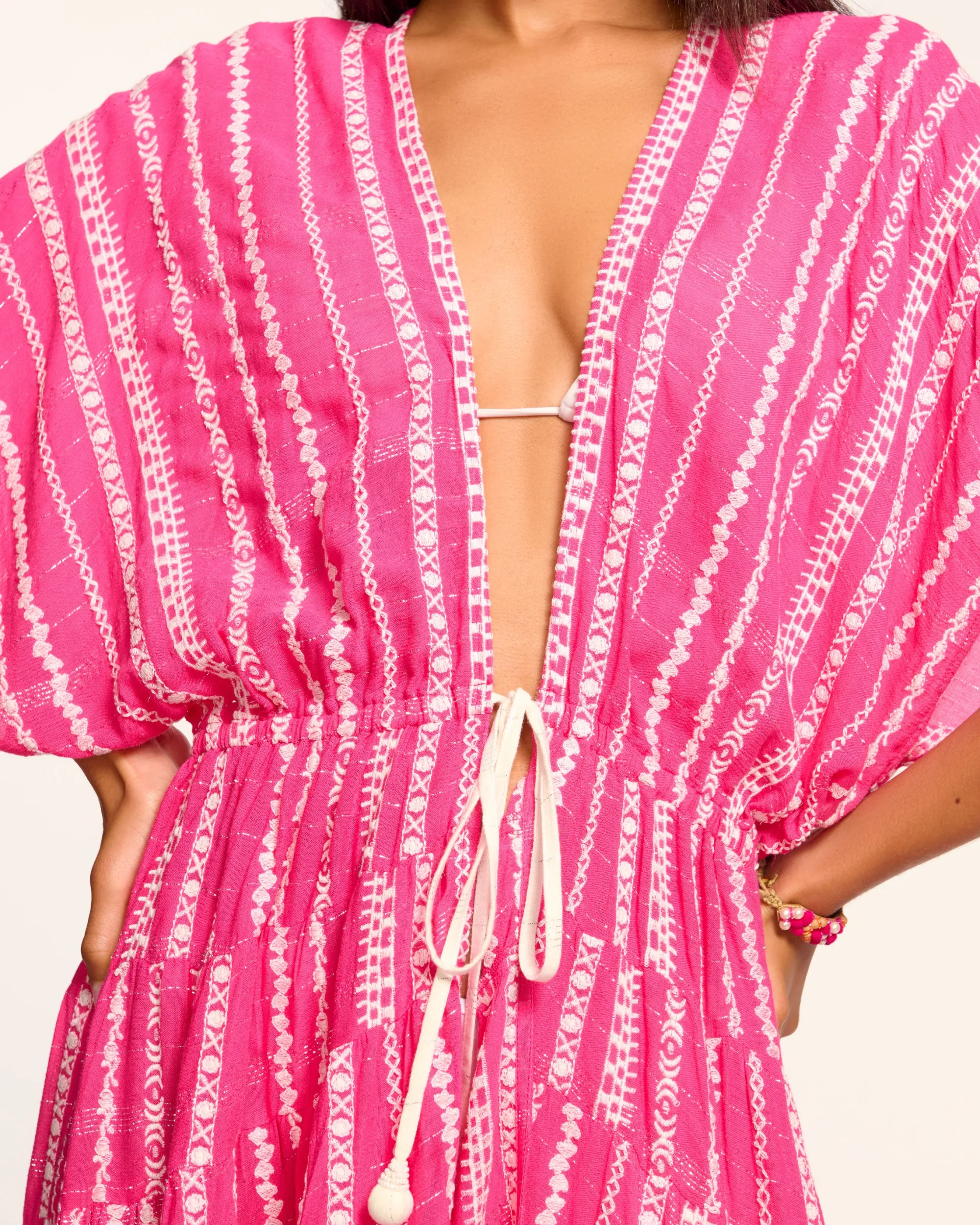 Online Ramy Brook Addaline Embroidered Coverup Dress Pinkstripe