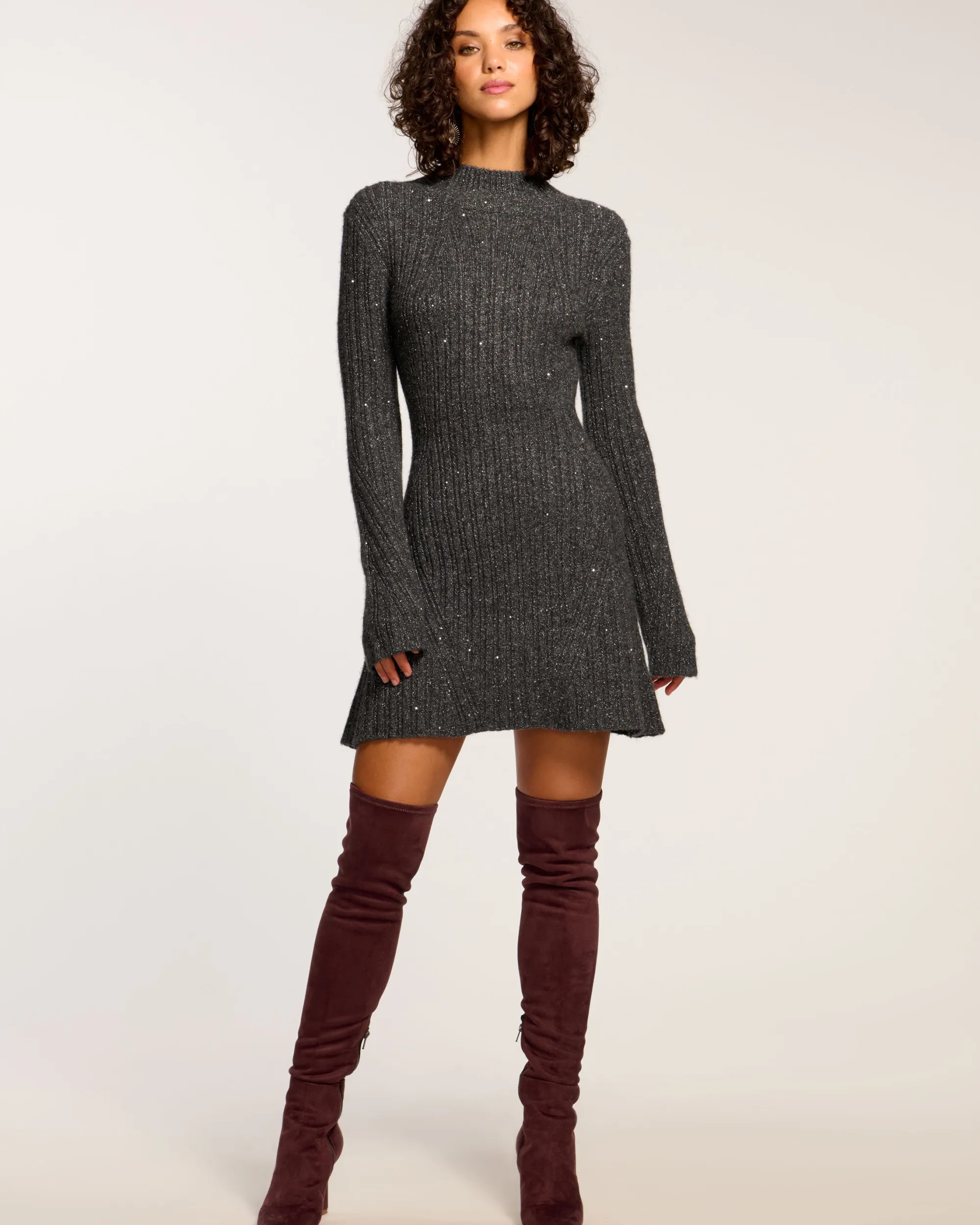 Fashion Ramy Brook Ambrosius Mini Sweater Dress Charcoal