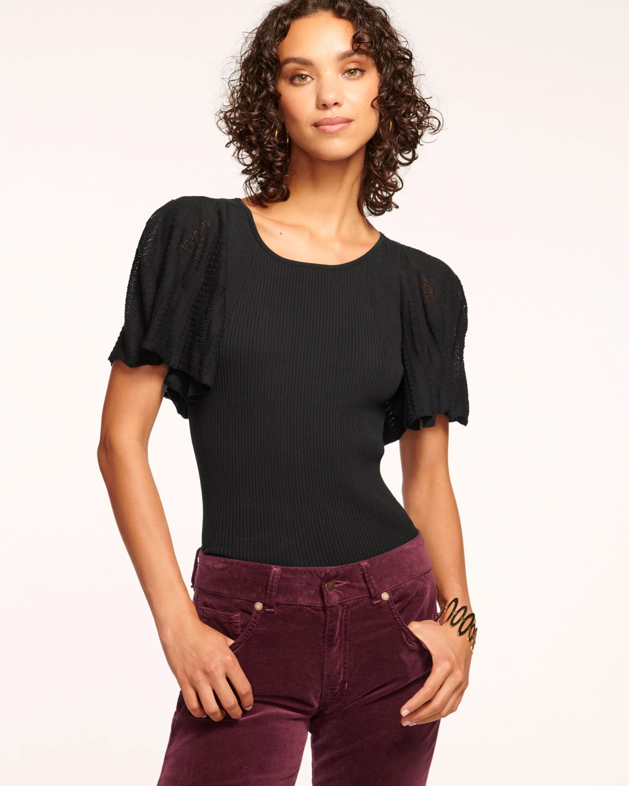 Hot Ramy Brook Amiel Flutter Sleeve Sweater