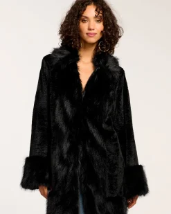 Fashion Ramy Brook Archie Faux Fur Coat Black