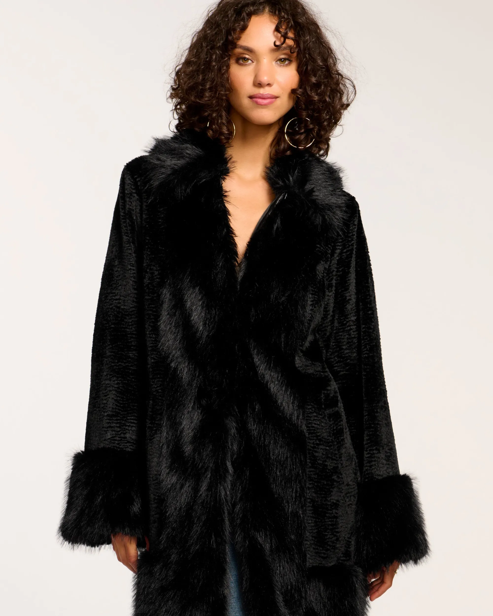 Fashion Ramy Brook Archie Faux Fur Coat Black