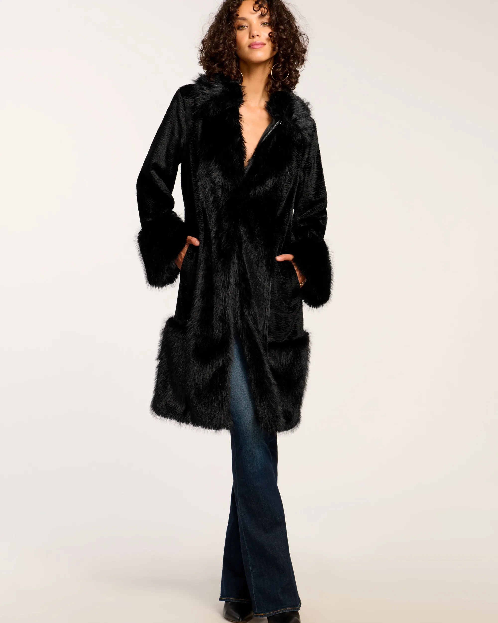 Fashion Ramy Brook Archie Faux Fur Coat Black