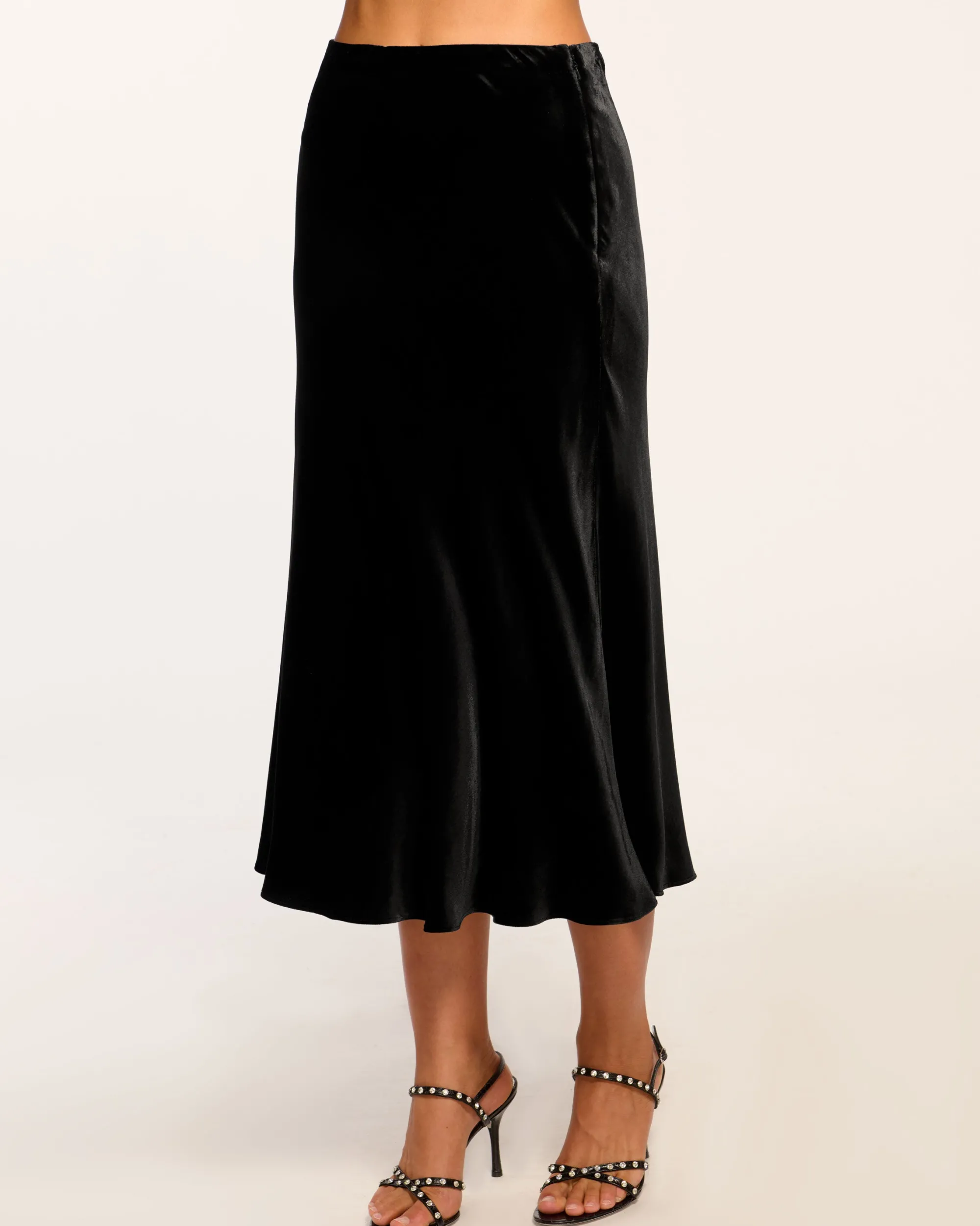 Sale Ramy Brook Arrius Velvet Slip Skirt Black