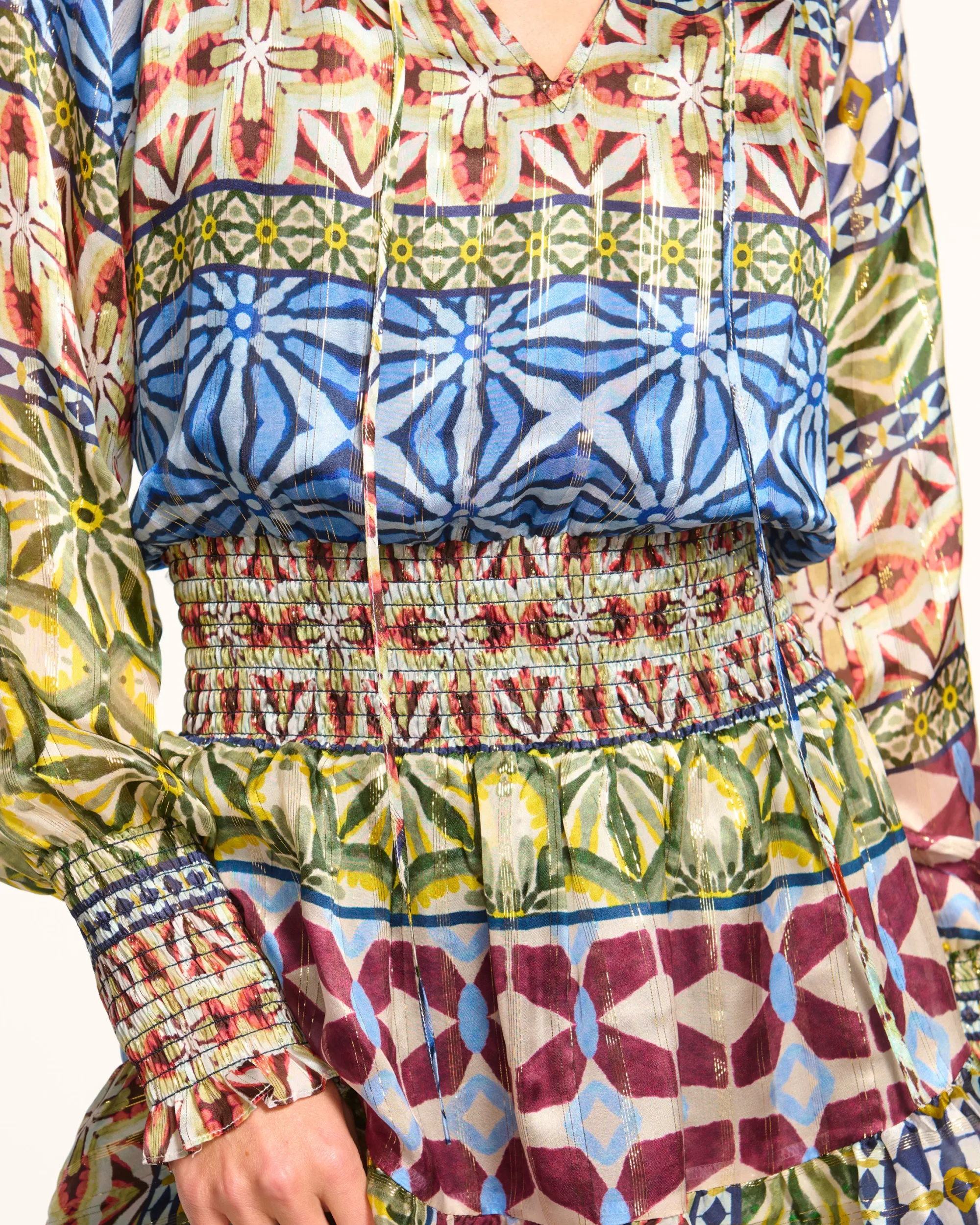 Clearance Ramy Brook Ashalina Silk Long Sleeve Mini Dress Bluemulti
