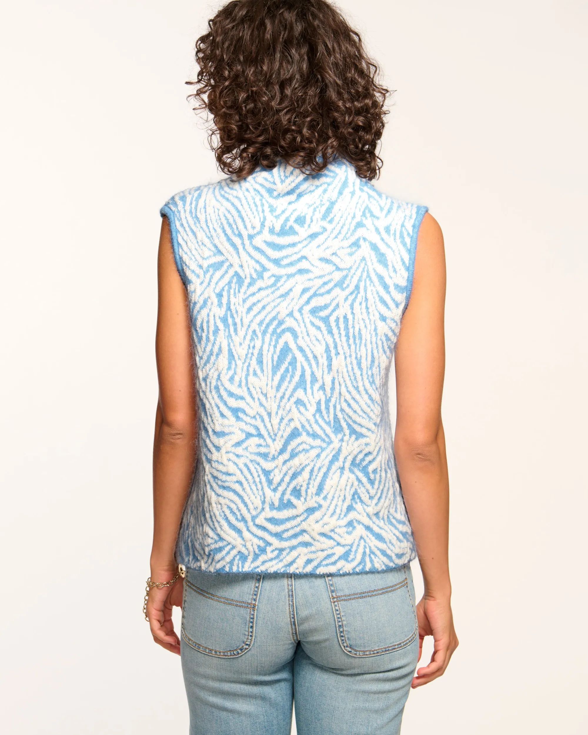 Outlet Ramy Brook Bev Sleeveless Turtleneck Sweater Blueanimal