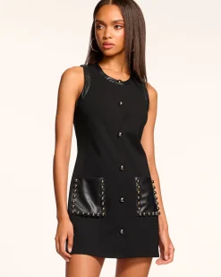 Outlet Ramy Brook Bryanna Studded Ponte Mini Dress Blackponte