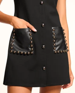 Outlet Ramy Brook Bryanna Studded Ponte Mini Dress Blackponte