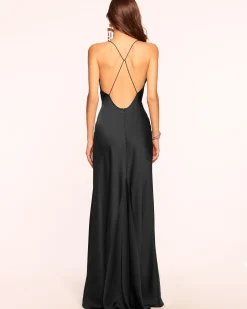 Discount Ramy Brook Caspe V-Neck Gown Black