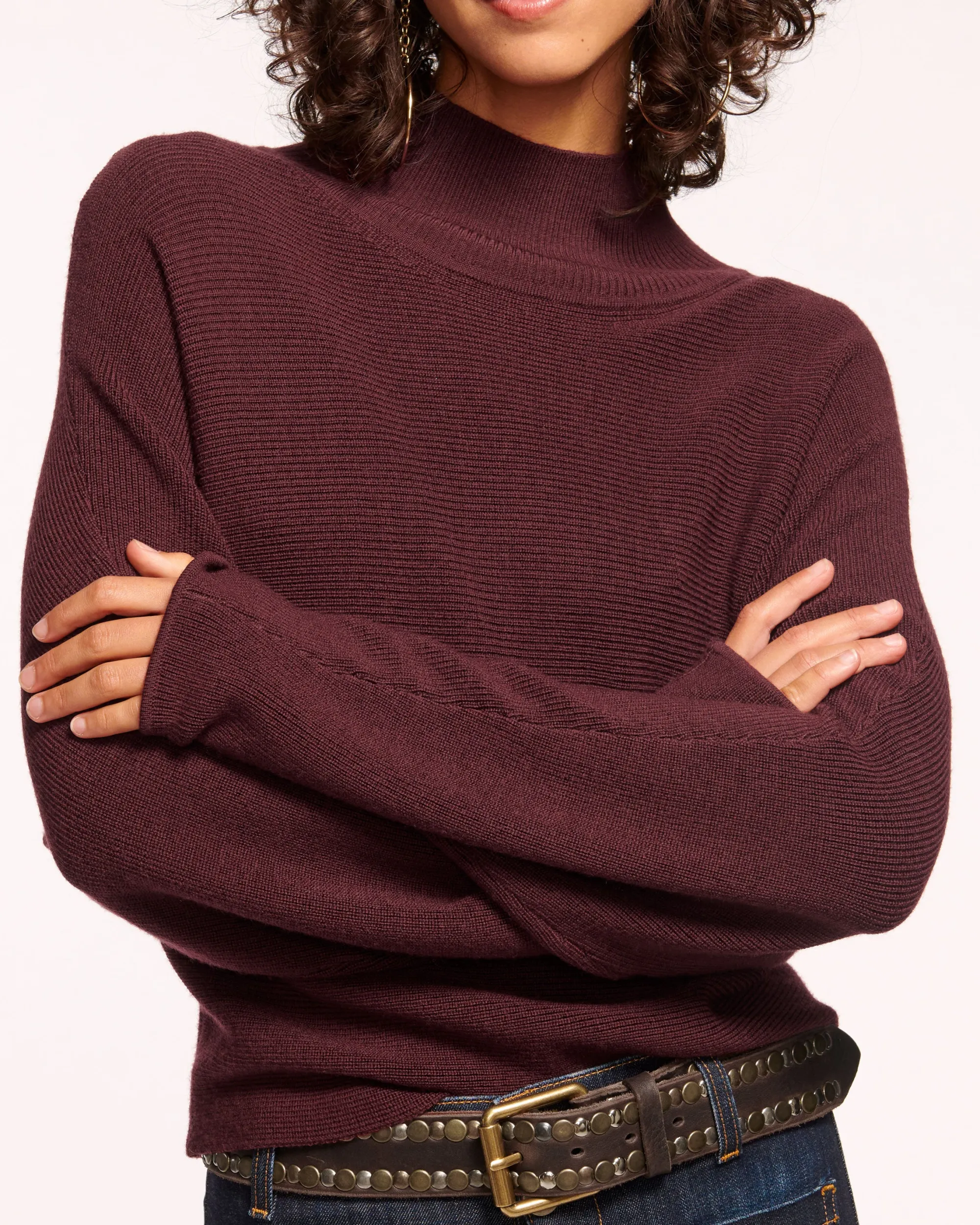 Online Ramy Brook Cassidy Wool Turtleneck Sweater Pinotnoir
