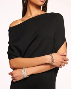 New Ramy Brook Chet Wool Off-The-Shoulder Sweater Dress