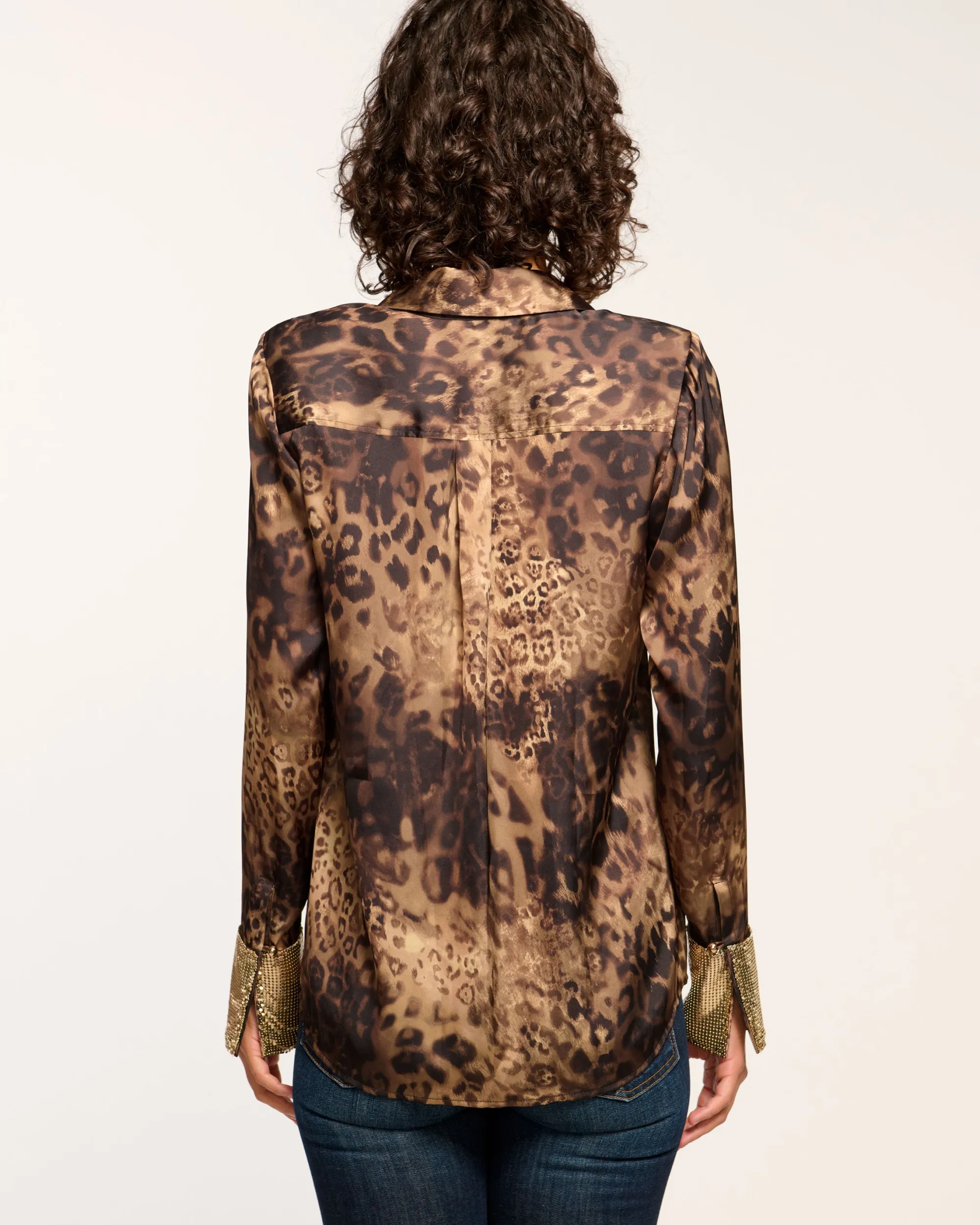 New Ramy Brook Chrystal Embellished Button Down Top Leopardchainmail