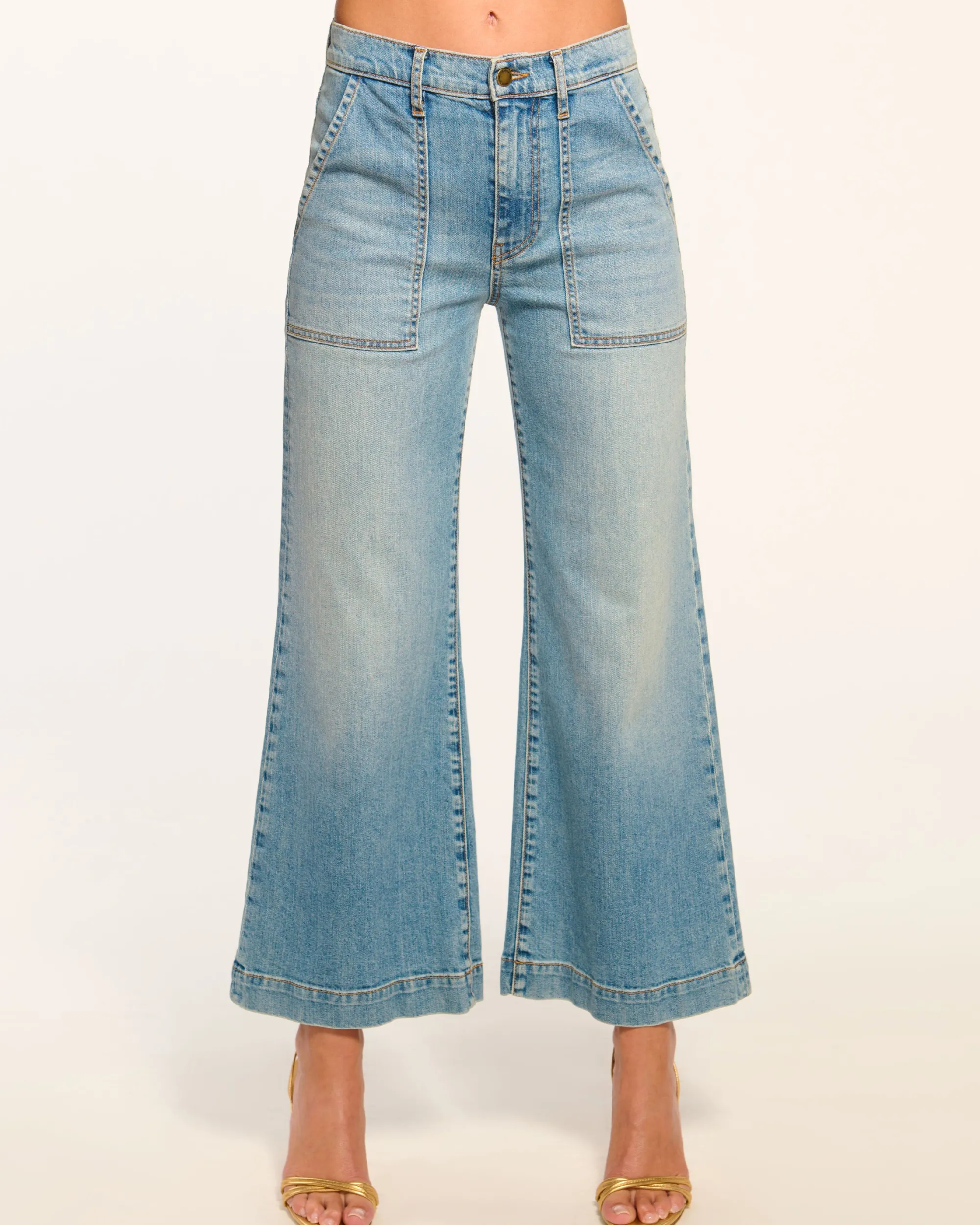 Discount Ramy Brook Cropped Clifford Wide Leg Jean Lightwash
