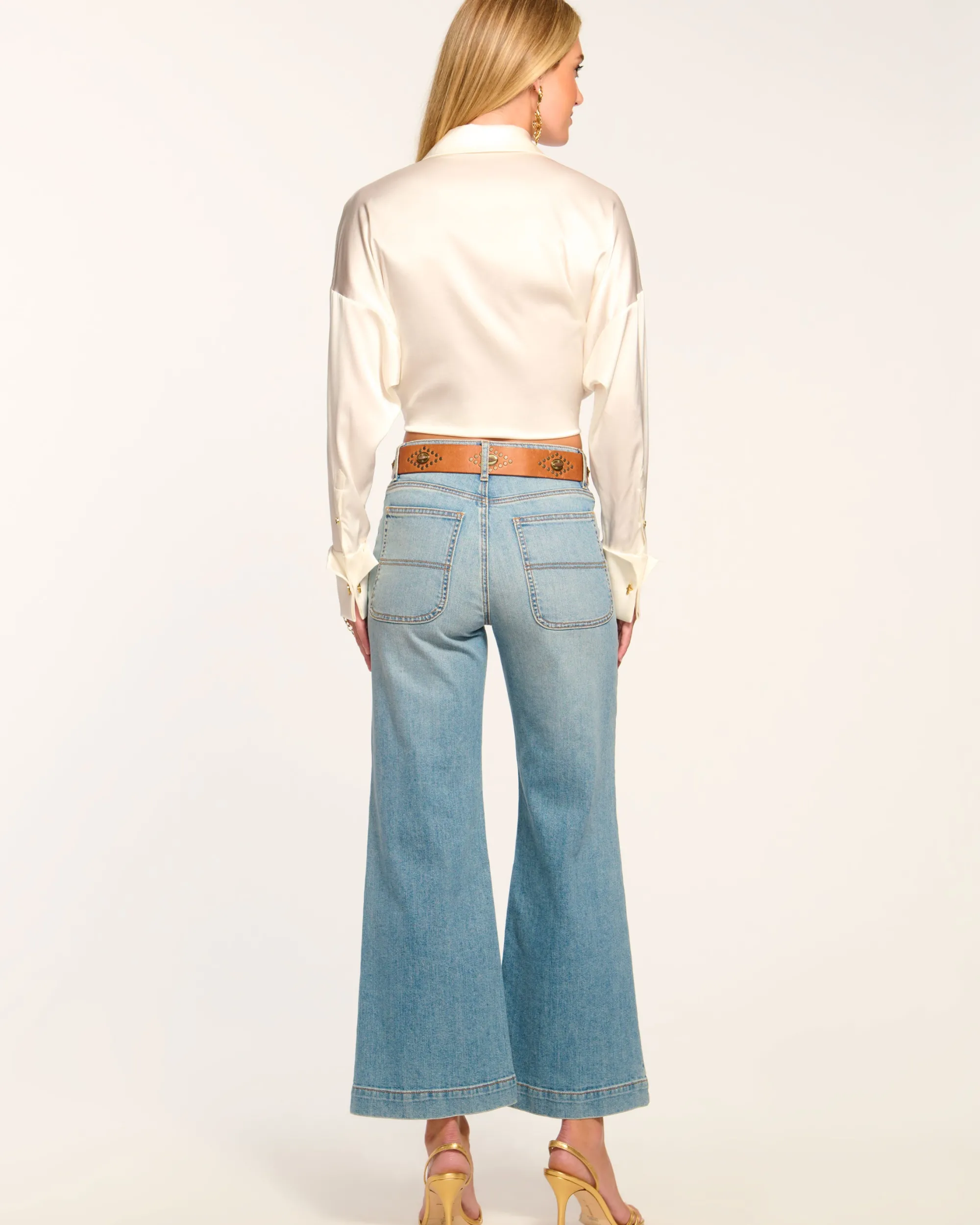 Discount Ramy Brook Cropped Clifford Wide Leg Jean Lightwash