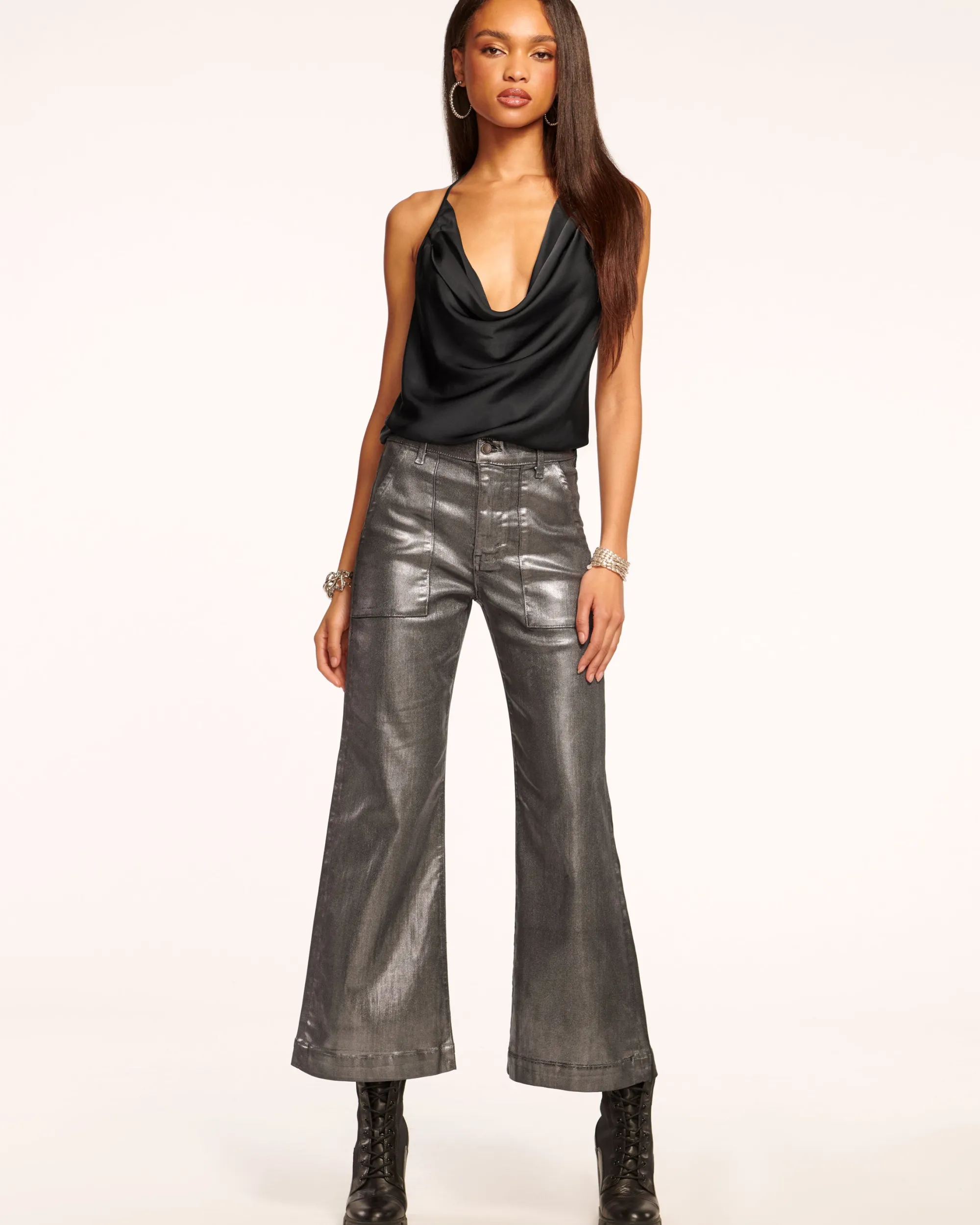 Online Ramy Brook Cropped Metallic Clifford Jean Blackmetallic