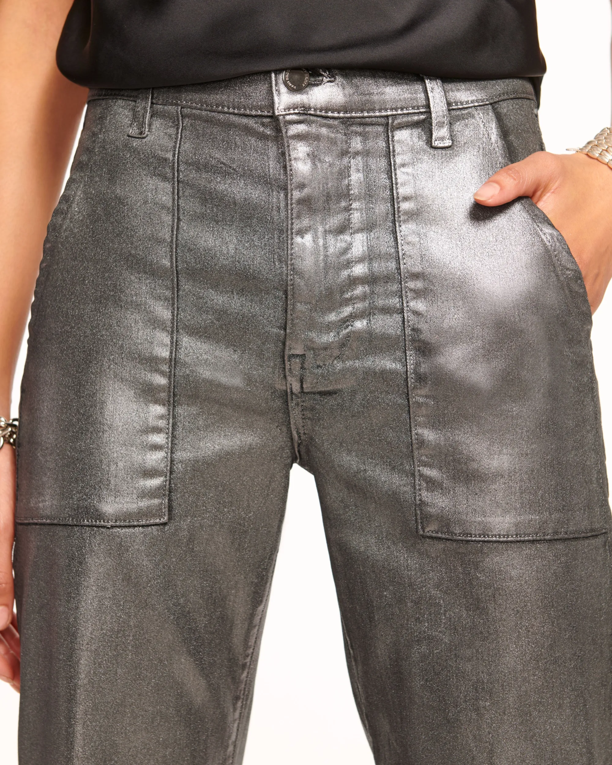 Online Ramy Brook Cropped Metallic Clifford Jean Blackmetallic