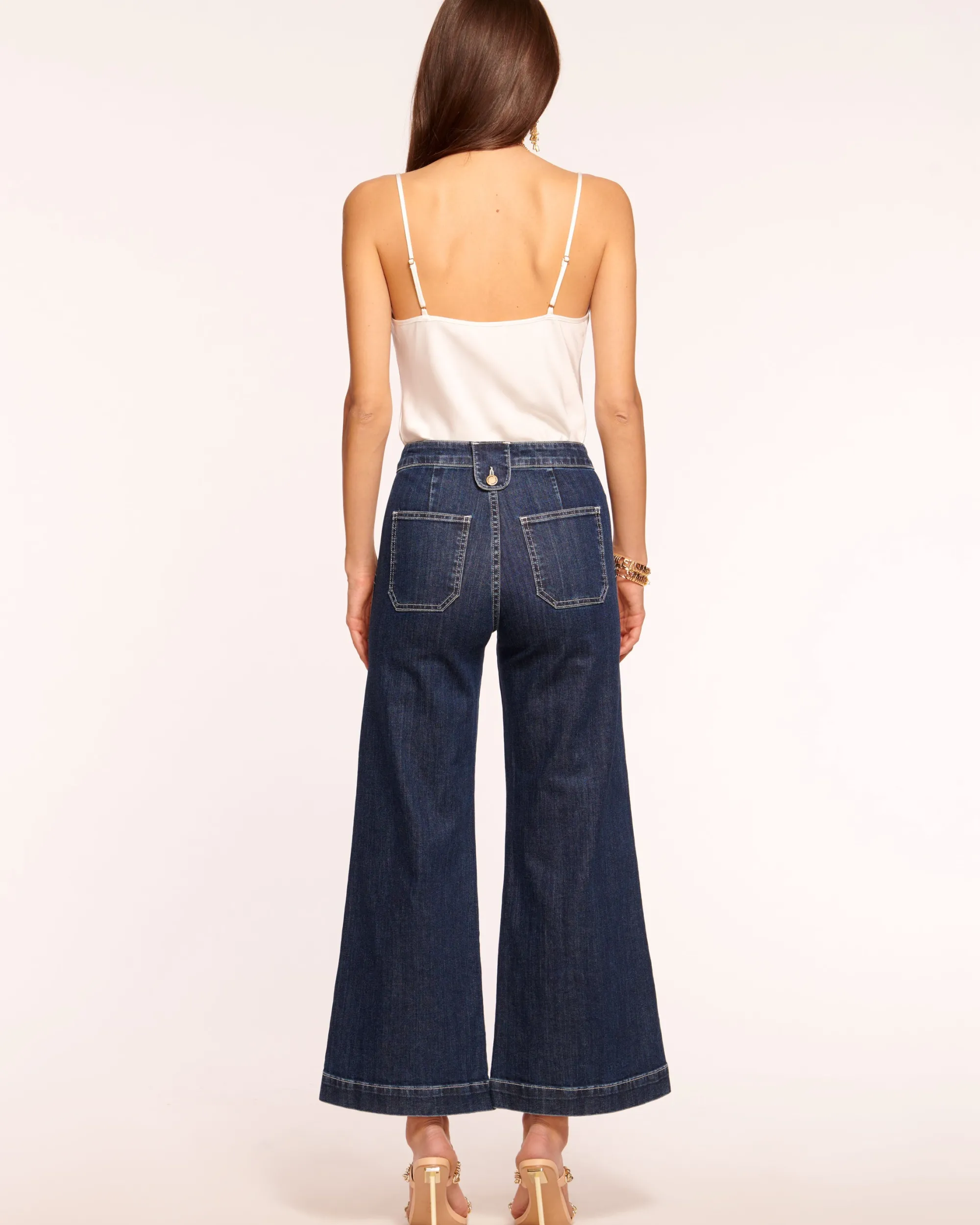 New Ramy Brook Cropped Theodora Wide Leg Jean Darkwash