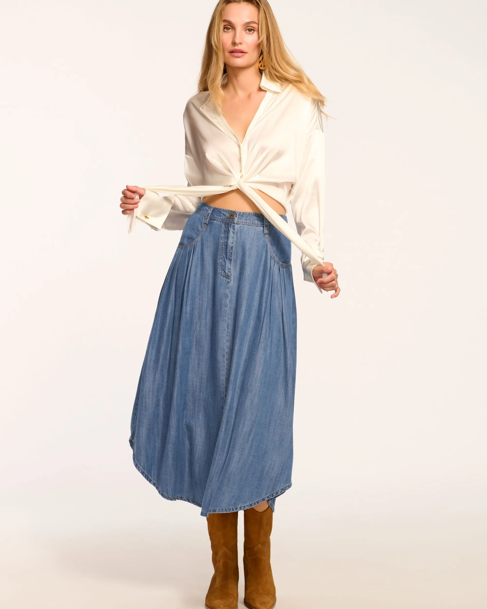 Sale Ramy Brook Dallas Midi Skirt Chambray