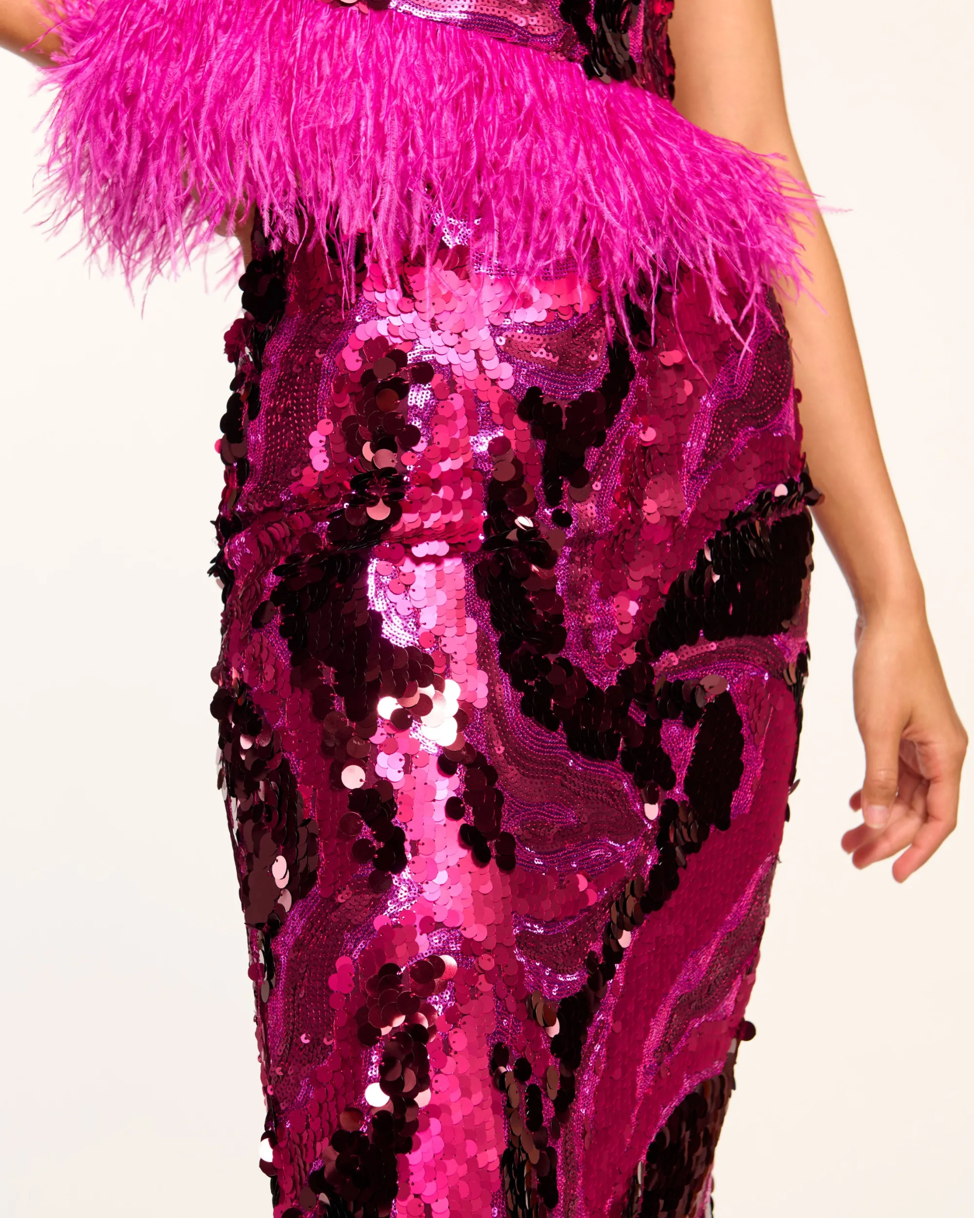 Discount Ramy Brook Donnelly Sequin Midi Skirt Magenta