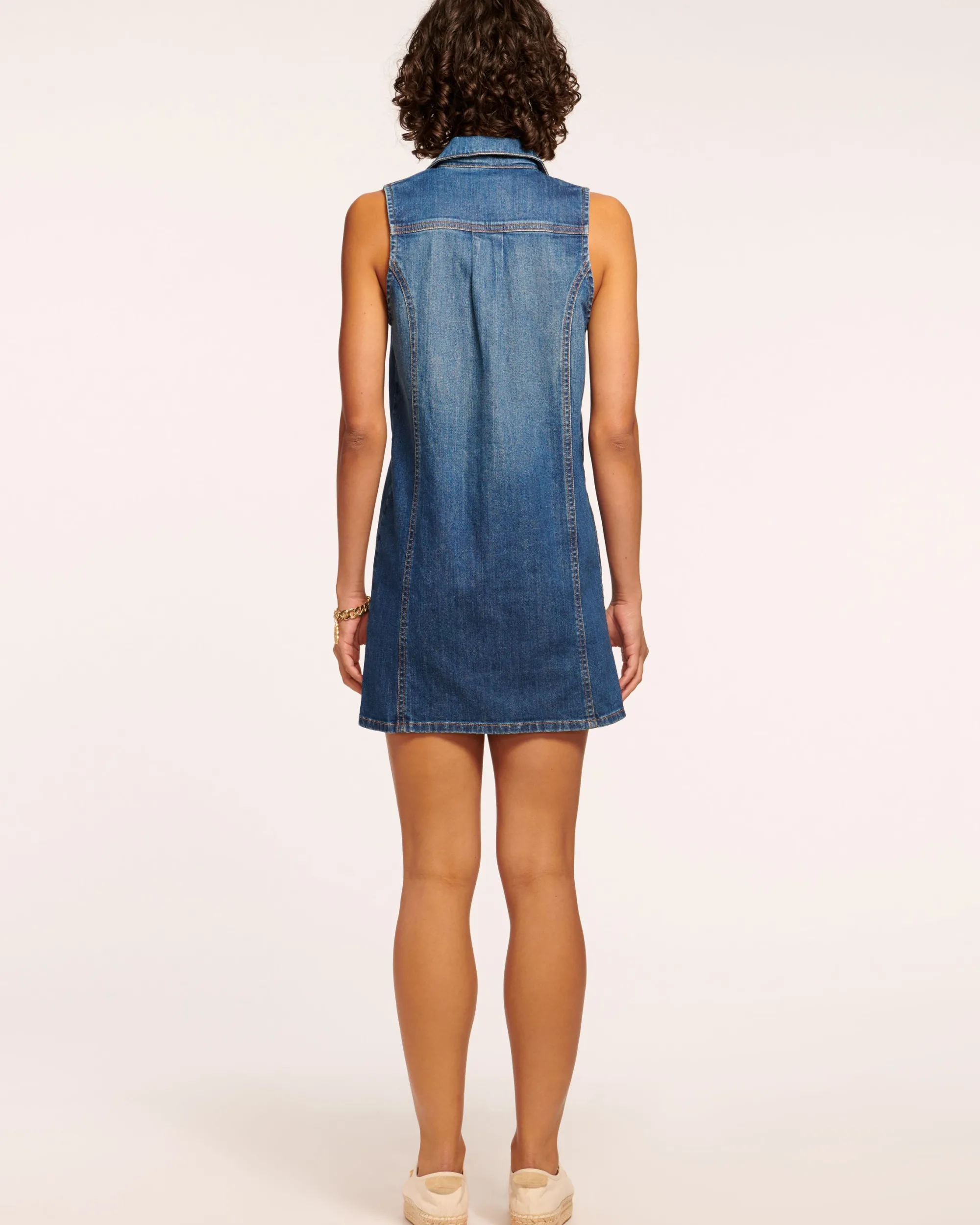 New Ramy Brook Donnie Relaxed Denim Mini Dress Mediumwash