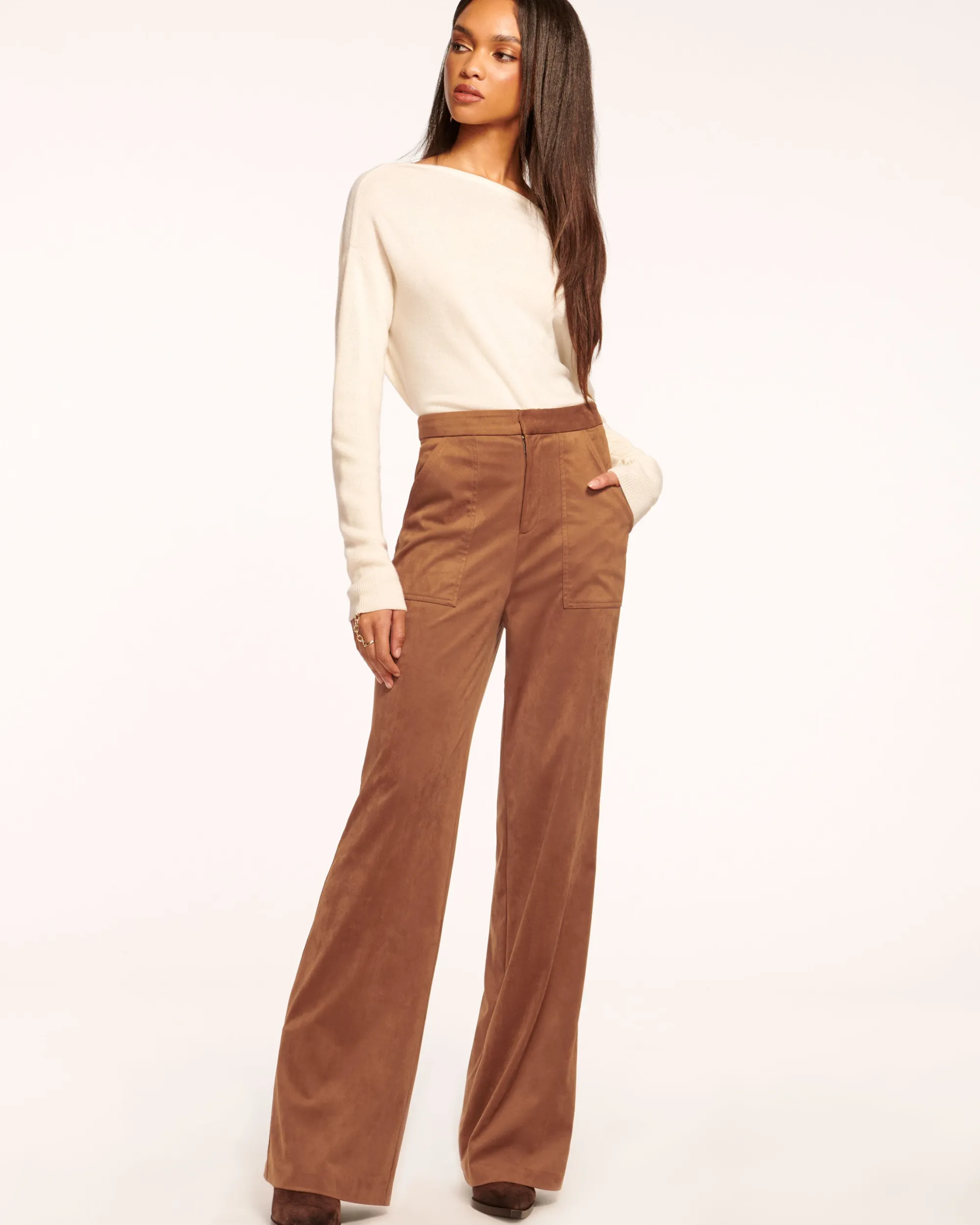 Online Ramy Brook Edwina Faux Suede Trouser Saddle