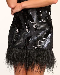 Clearance Ramy Brook Elsie Sequin Feather Mini Dress