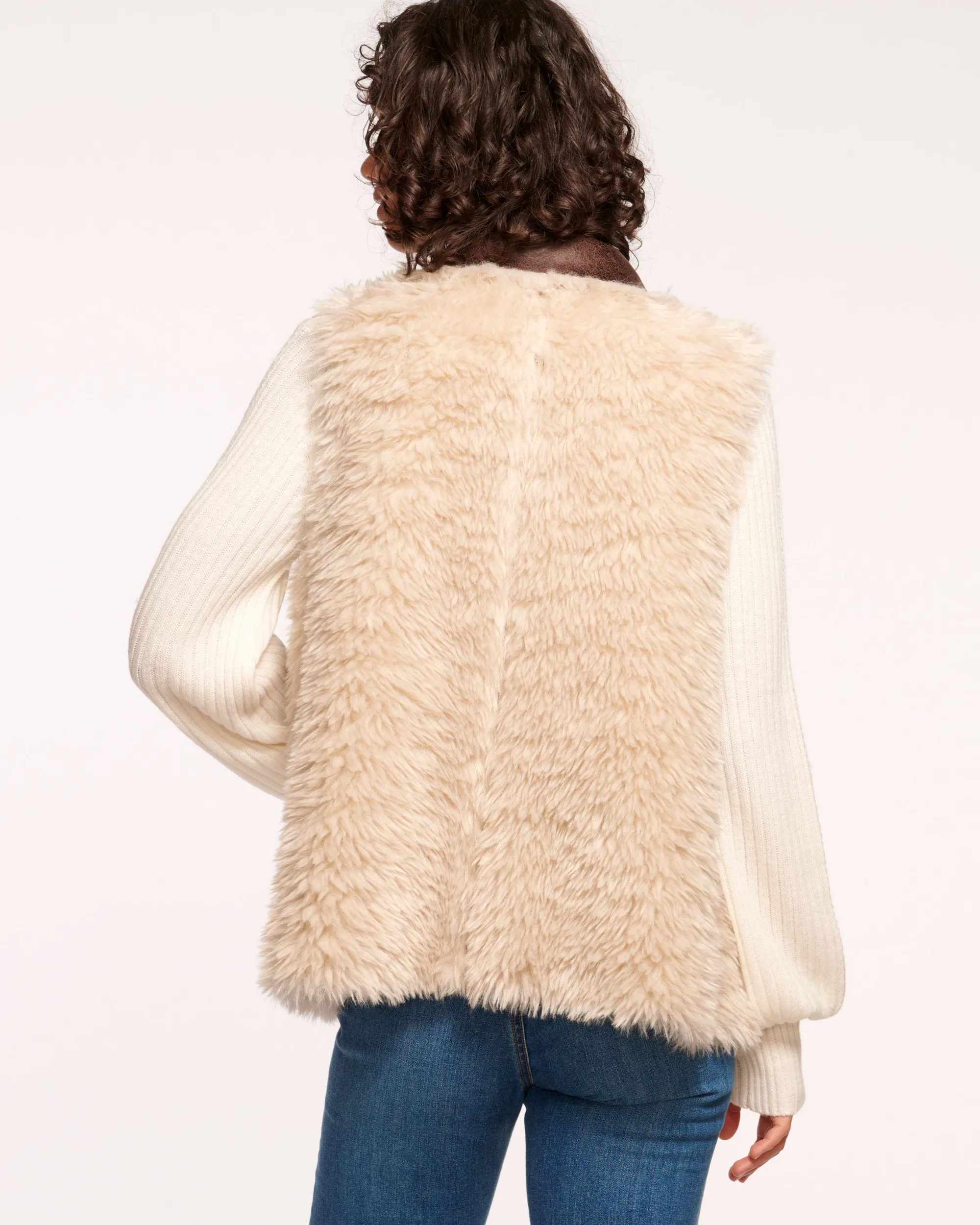 Outlet Ramy Brook Finney Reversible Faux Shearling Vest Brownshearling