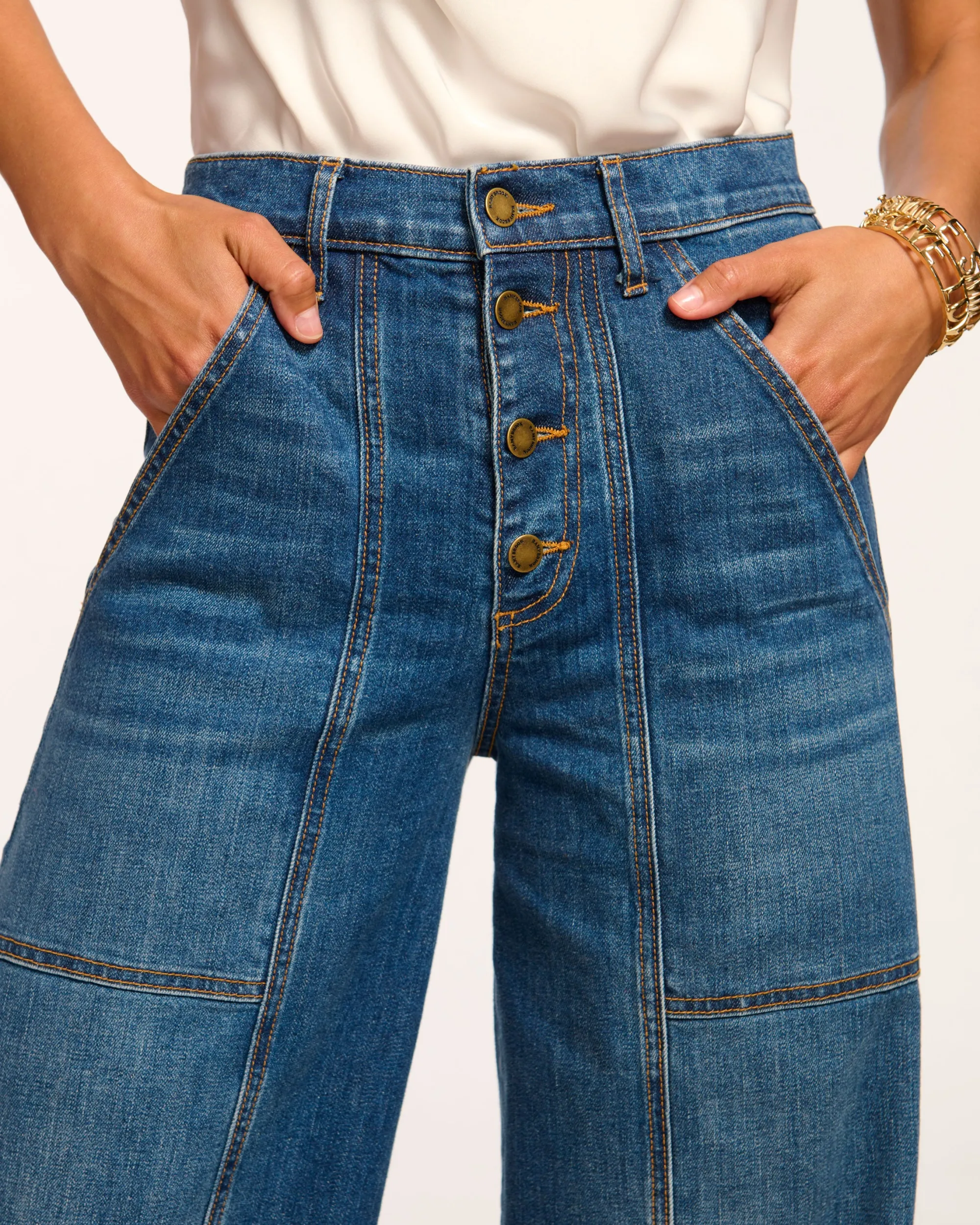 New Ramy Brook Flores High-Rise Wide Leg Jean Mediumwash