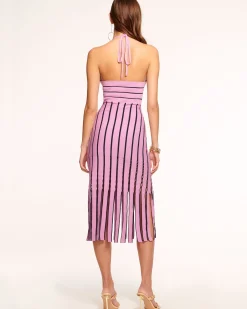 Outlet Ramy Brook Frida Fringe Knit Midi Dress Blackfringe