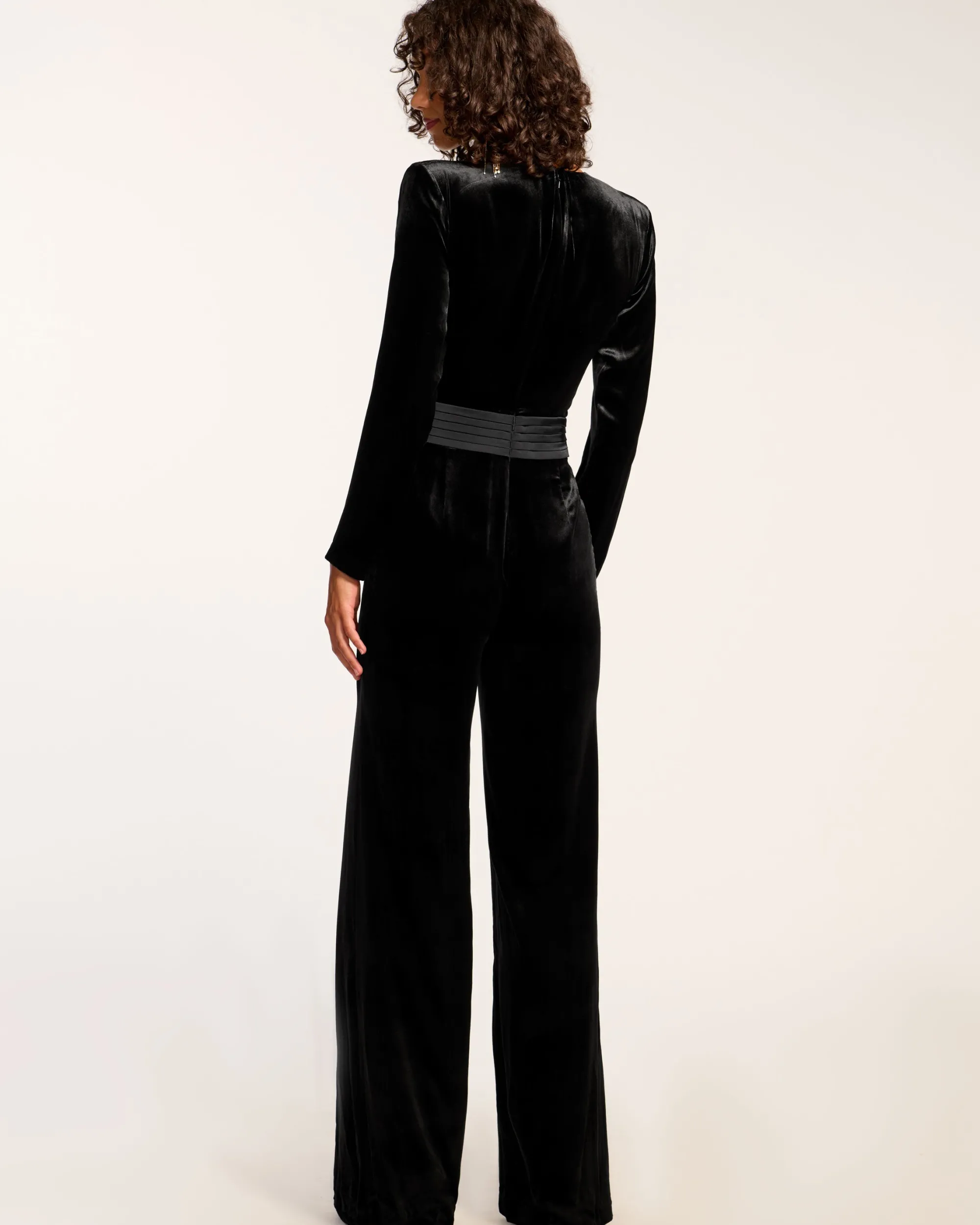 Outlet Ramy Brook Gabriel Velvet Plunging Jumpsuit Black