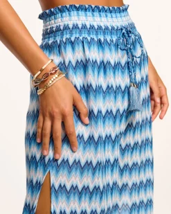 New Ramy Brook Glora High Rise Coverup Pant Bluechevron