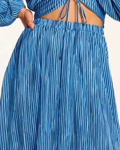Outlet Ramy Brook Gwendolyn Pleated Maxi Skirt Bluepleats