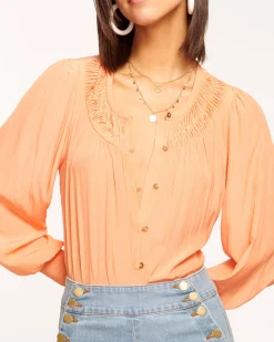 Online Ramy Brook Isla Puff Sleeve Blouse Sandstone