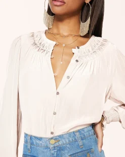 Online Ramy Brook Isla Puff Sleeve Blouse Sandstone