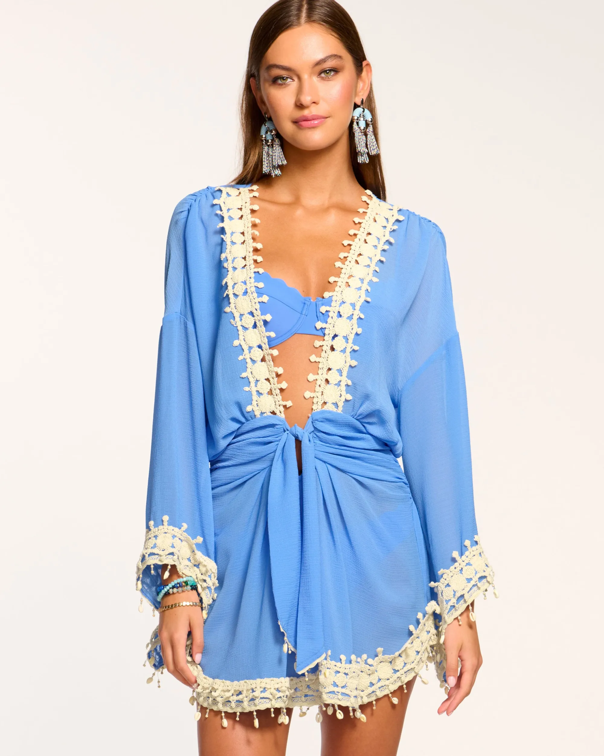 Outlet Ramy Brook Jamie Embellished Coverup Mini Dress Sereneblue