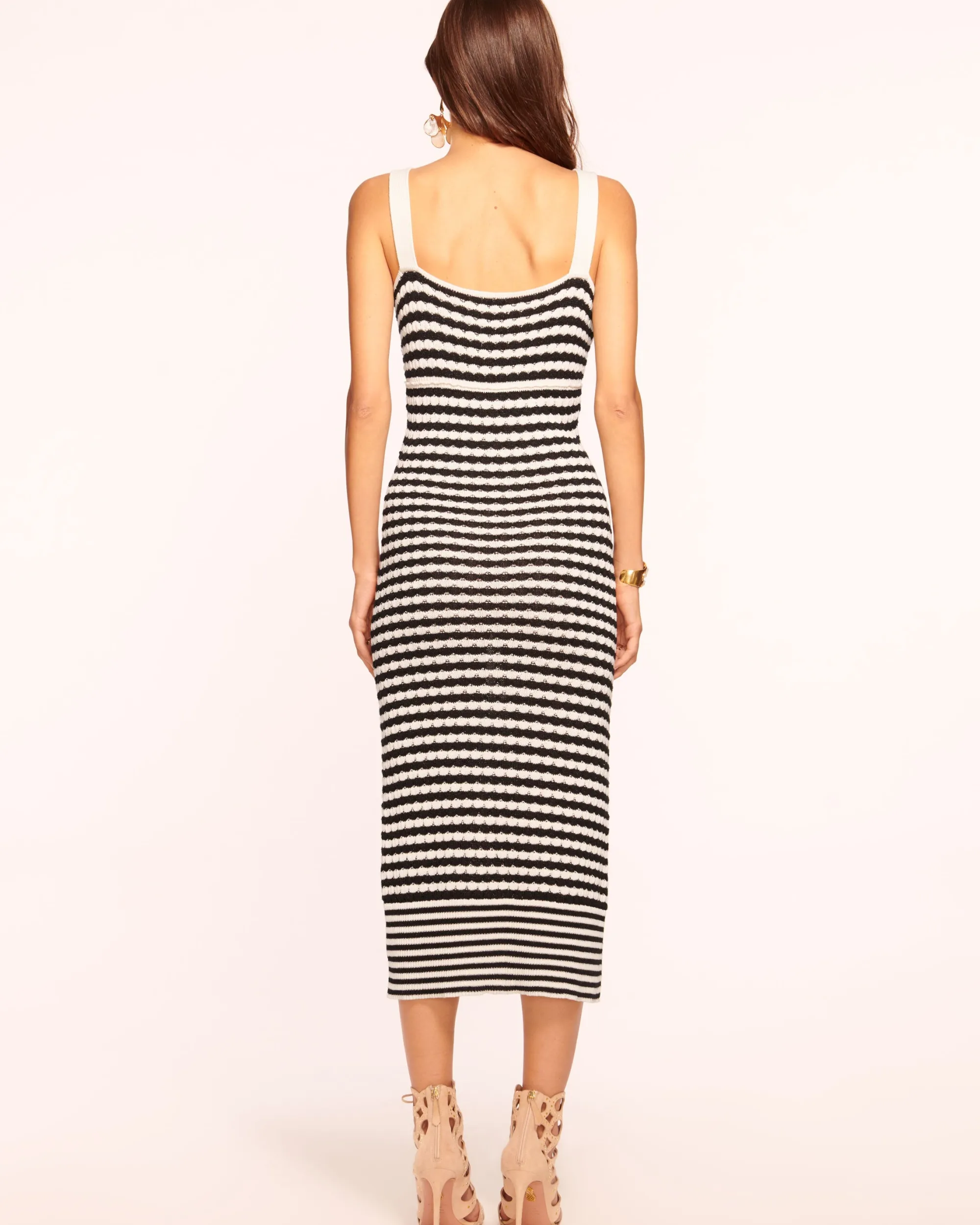 New Ramy Brook Jessa Knit Midi Dress Blackstripe