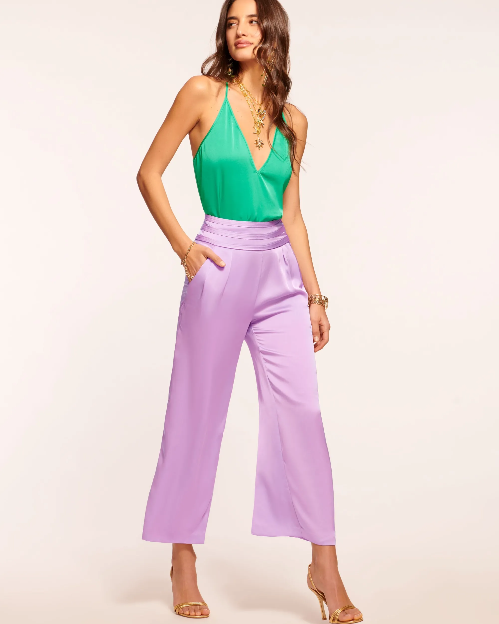 New Ramy Brook Joss Cropped Wide Leg Pant