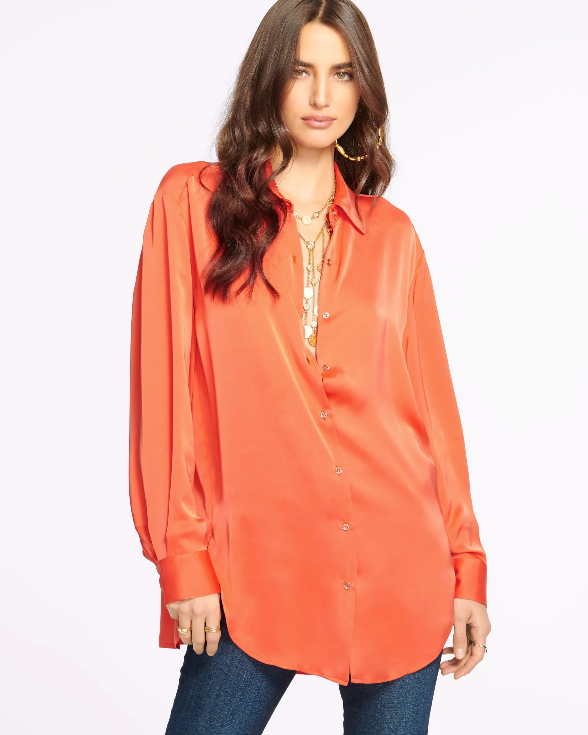 Sale Ramy Brook Kolby Oversized Button Down Blouse