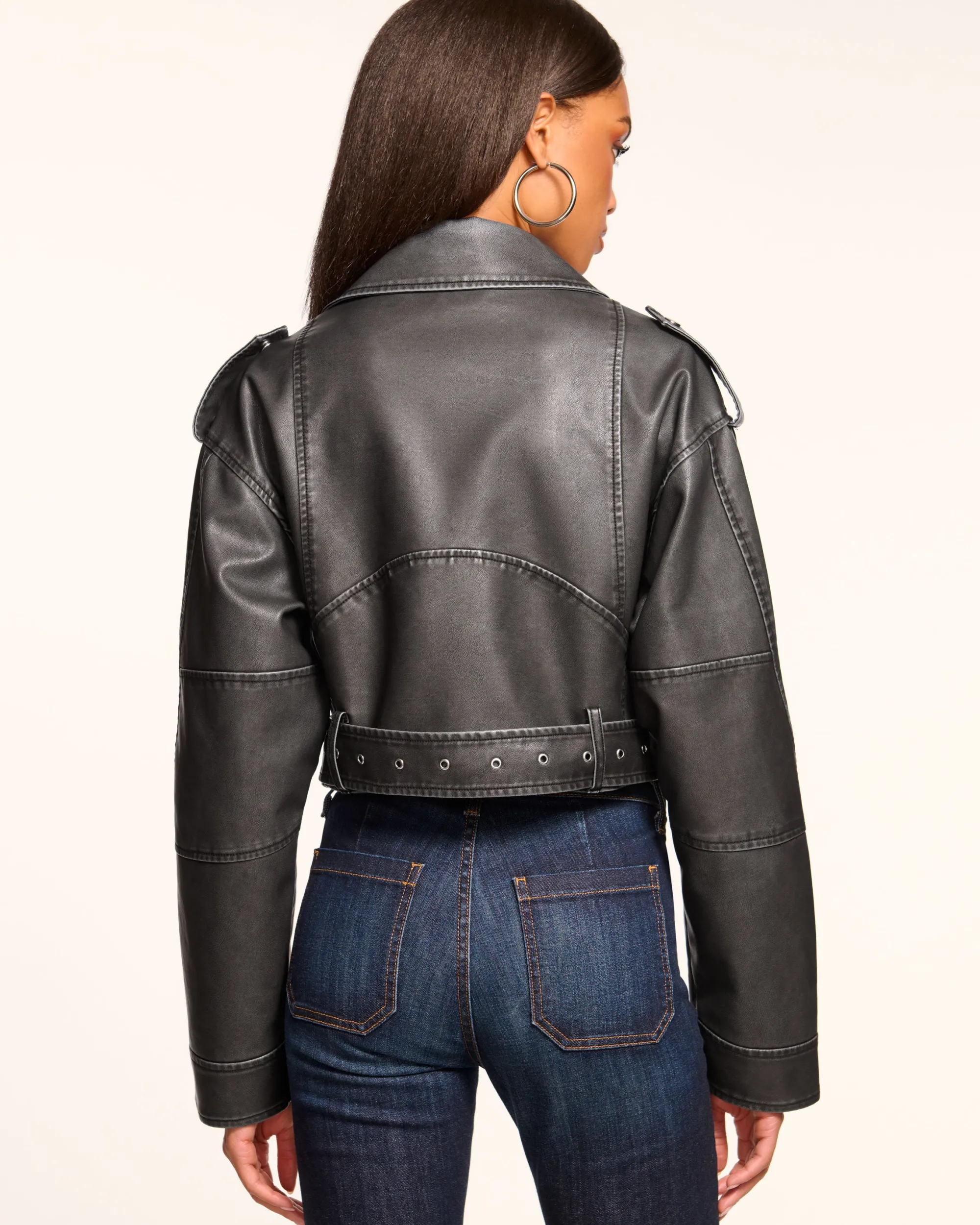 Fashion Ramy Brook Layana Faux Leather Motorcycle Jacket Black