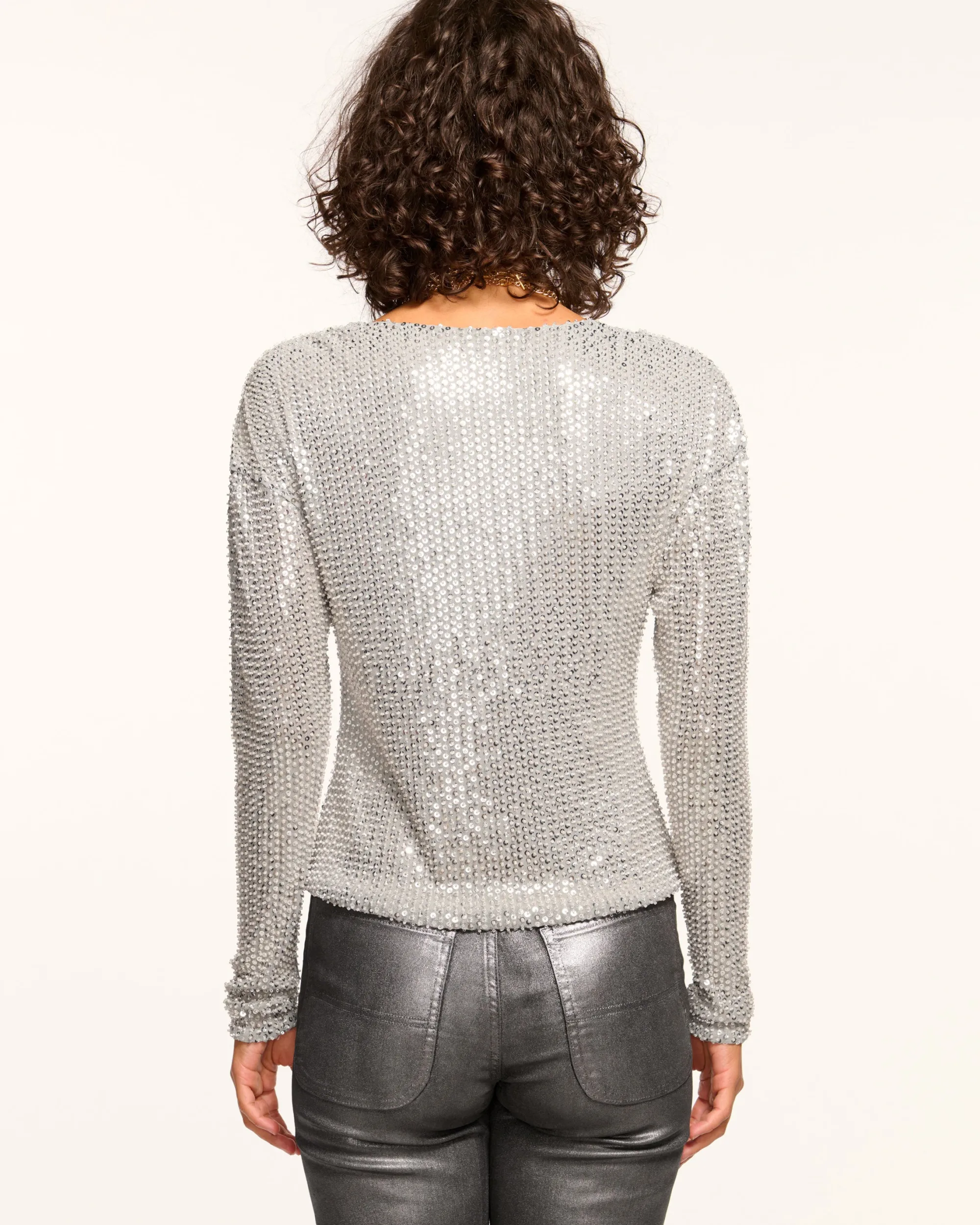 Sale Ramy Brook Leon Beaded Cowl Neck Top
