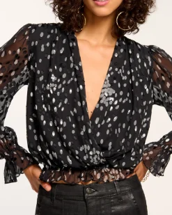 Online Ramy Brook Levi V-Neck Ruffle Blouse