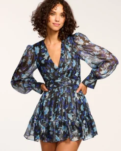 Sale Ramy Brook Lizbeth V-Neck Ruffle Mini Dress Bluetwilight