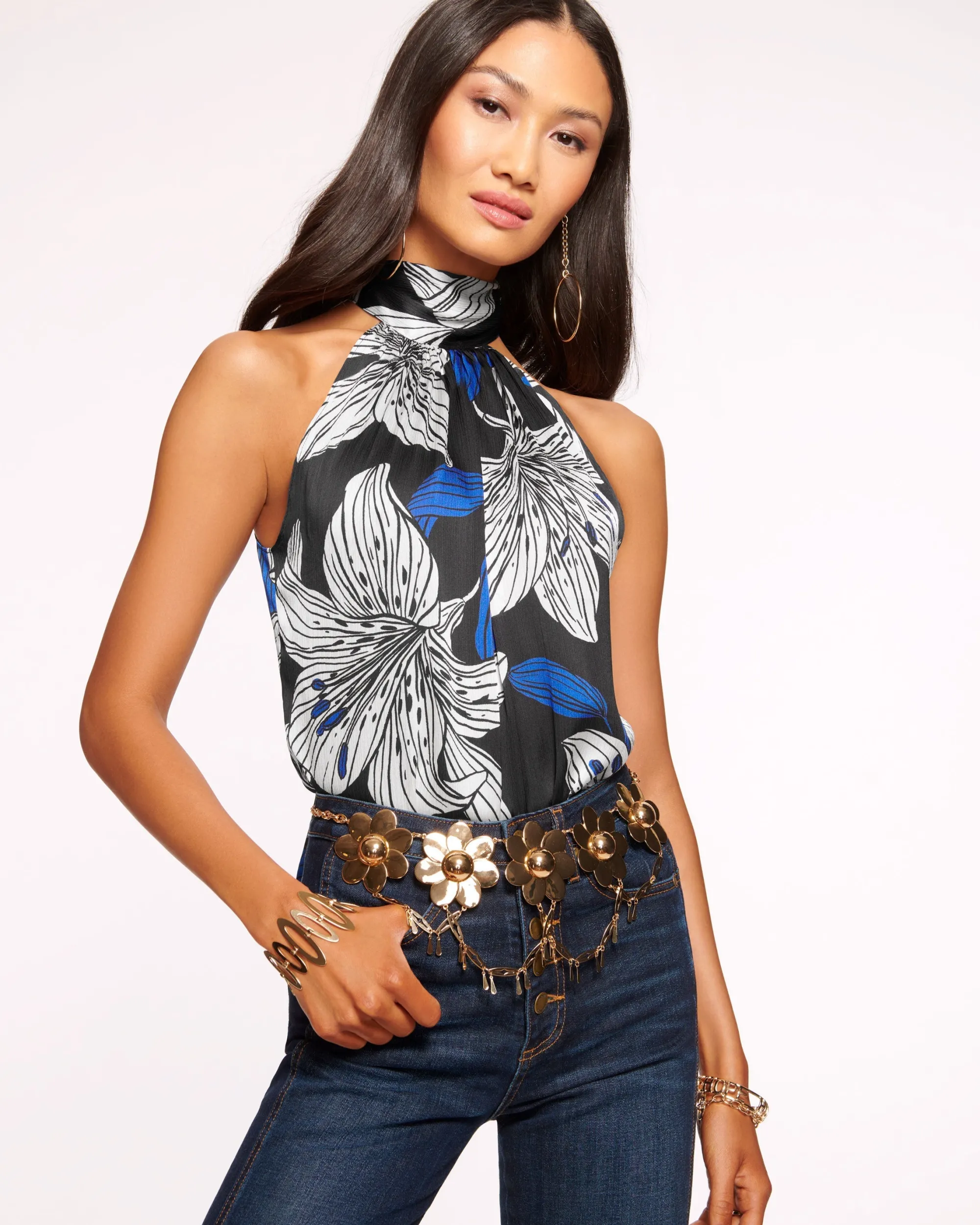 Clearance Ramy Brook Lori Silk High Neck Tank Top