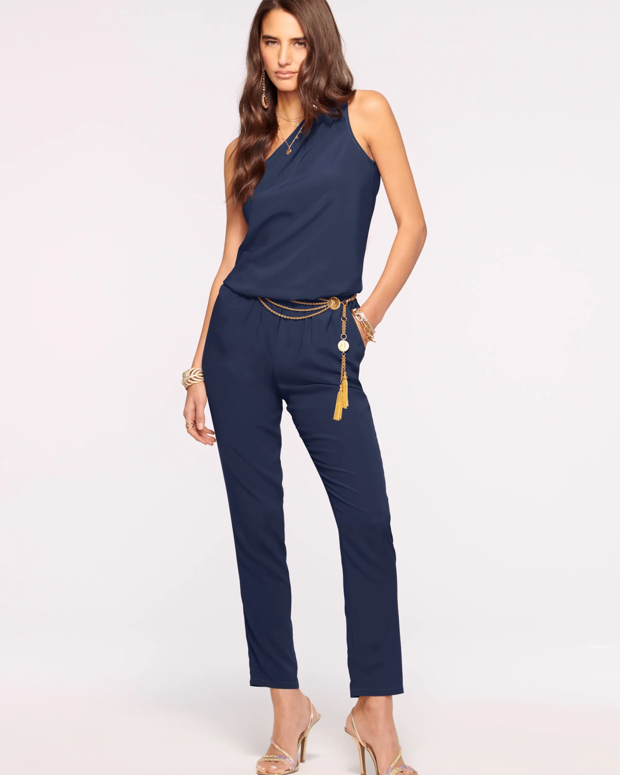 Sale Ramy Brook Lulu One Shoulder Jumpsuit Navy