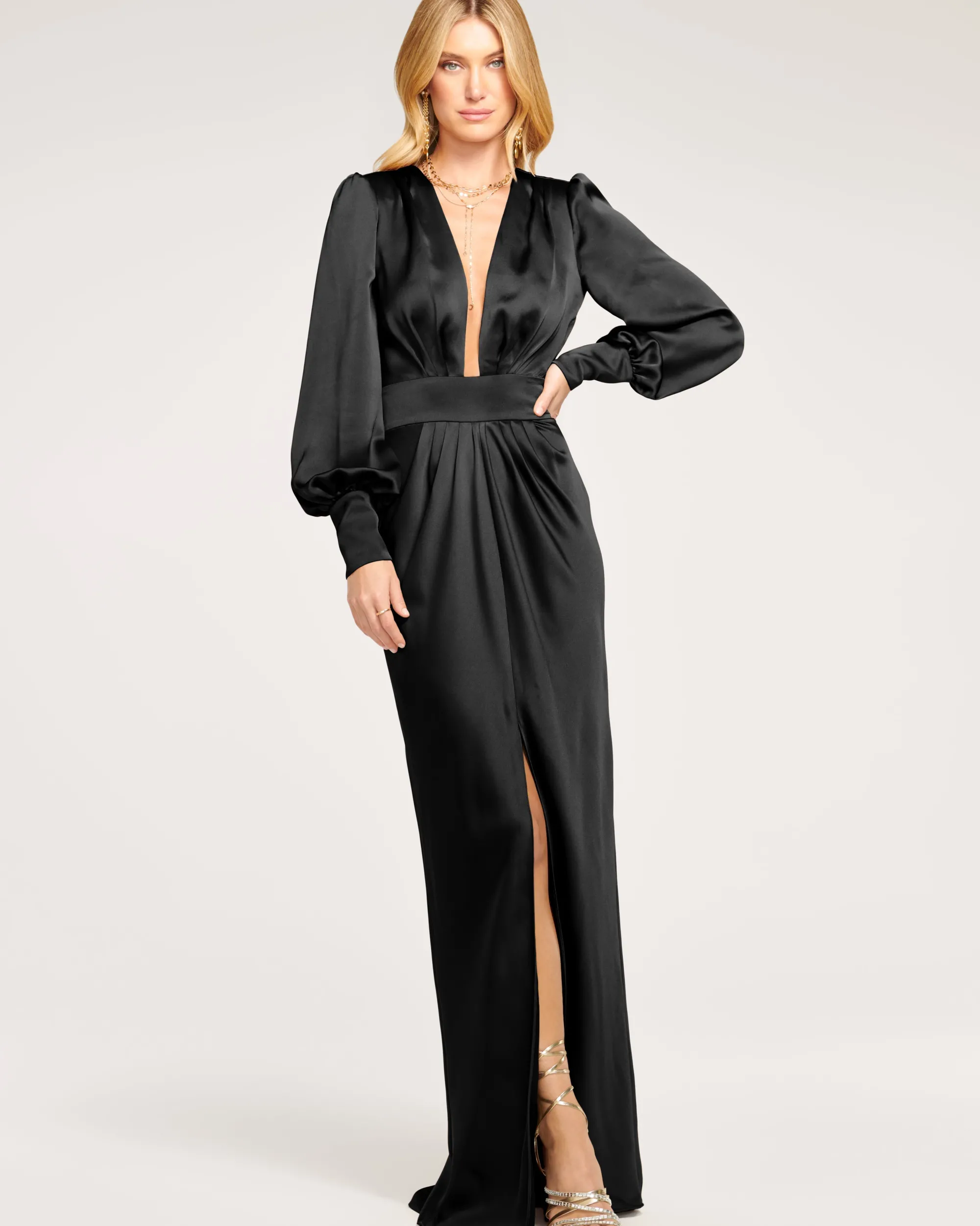 Hot Ramy Brook Madelane Plunging Maxi Dress Black
