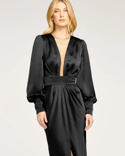 Hot Ramy Brook Madelane Plunging Maxi Dress Black