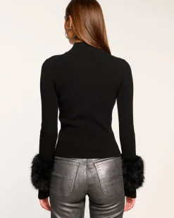 Hot Ramy Brook Magnus Turtleneck Faux Fur Sweater