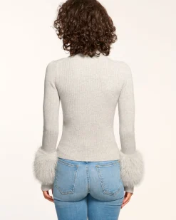 Hot Ramy Brook Magnus Turtleneck Faux Fur Sweater