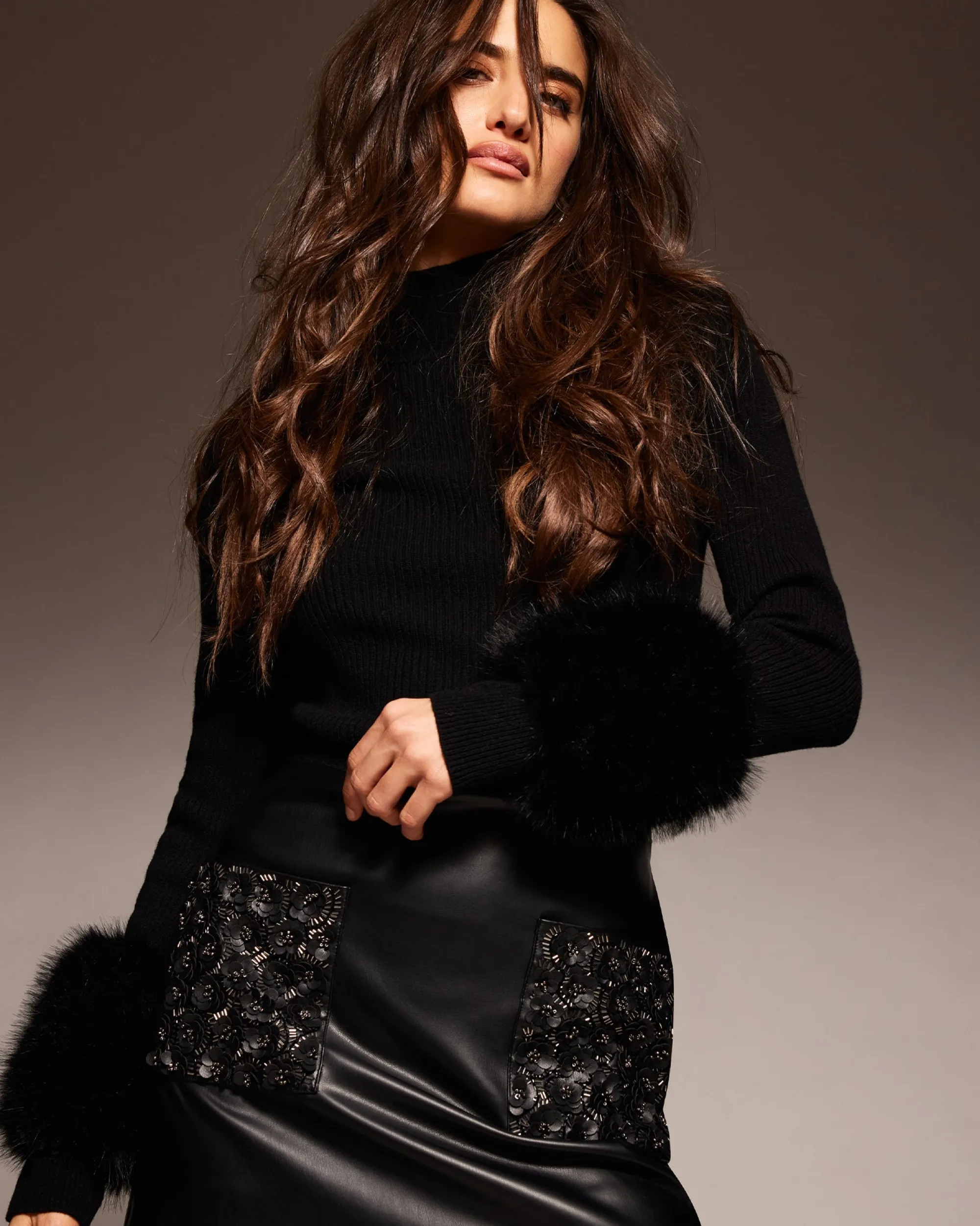 Hot Ramy Brook Magnus Turtleneck Faux Fur Sweater