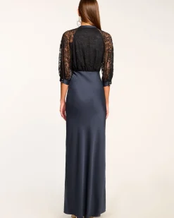 Outlet Ramy Brook Marceline Lace Short Sleeve Maxi Dress Navy