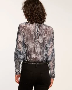 Online Ramy Brook Margot V-Neck Bodysuit Greyfloral